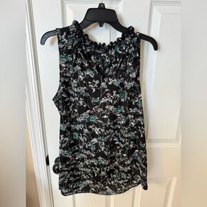 Simply Vera Vera Wang Black and Green Floral sleeveless Blouse size M